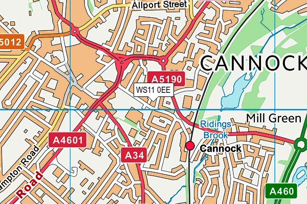WS11 0EE map - OS VectorMap District (Ordnance Survey)