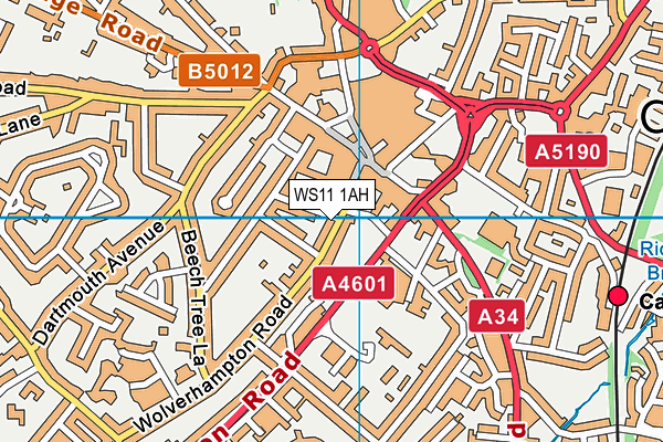 WS11 1AH map - OS VectorMap District (Ordnance Survey) WS11 1AH map - OS VectorMap District (Ordnance Survey)