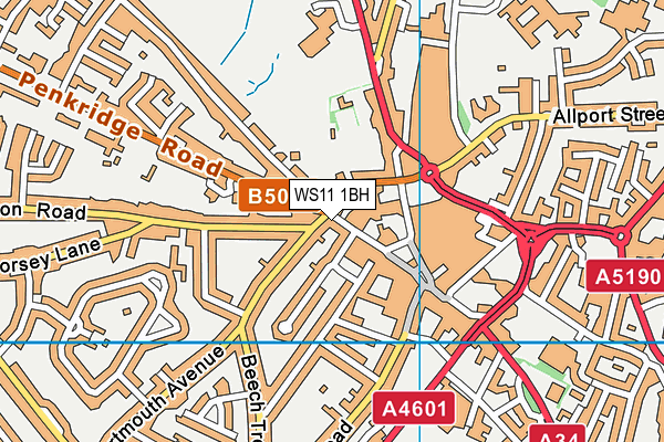WS11 1BH map - OS VectorMap District (Ordnance Survey) WS11 1BH map - OS VectorMap District (Ordnance Survey)