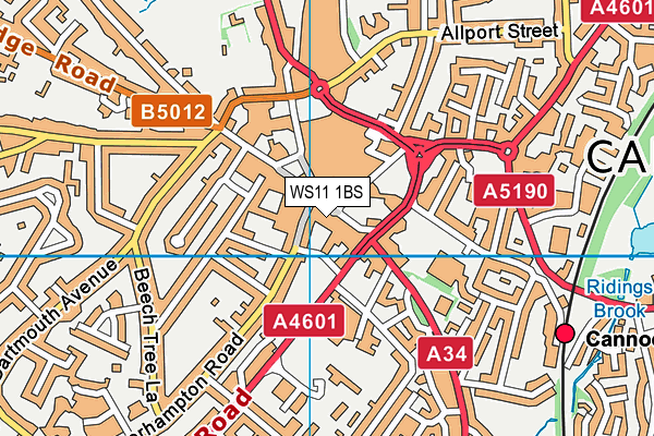 WS11 1BS map - OS VectorMap District (Ordnance Survey) WS11 1BS map - OS VectorMap District (Ordnance Survey)