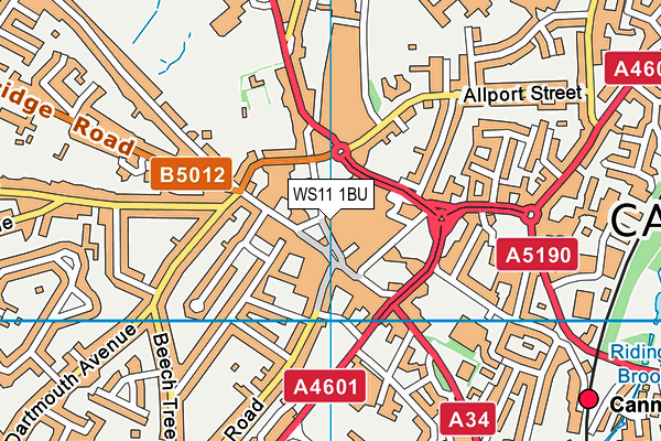 WS11 1BU map - OS VectorMap District (Ordnance Survey) WS11 1BU map - OS VectorMap District (Ordnance Survey)
