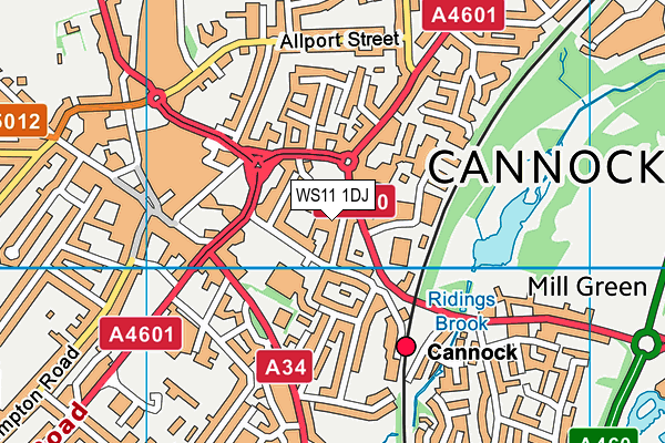 WS11 1DJ map - OS VectorMap District (Ordnance Survey)