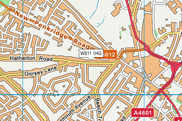WS11 1HG map - OS VectorMap District (Ordnance Survey) WS11 1HG map - OS VectorMap District (Ordnance Survey)