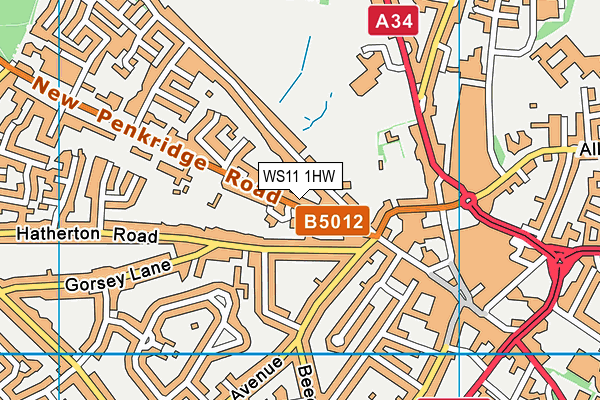 WS11 1HW map - OS VectorMap District (Ordnance Survey) WS11 1HW map - OS VectorMap District (Ordnance Survey)