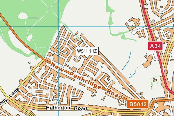 WS11 1HZ map - OS VectorMap District (Ordnance Survey) WS11 1HZ map - OS VectorMap District (Ordnance Survey)