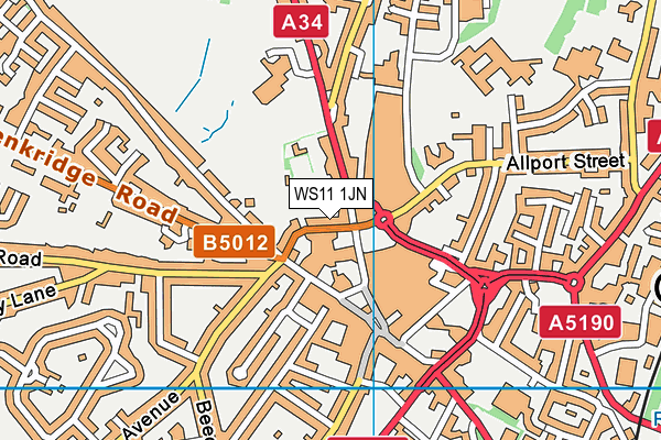 WS11 1JN map - OS VectorMap District (Ordnance Survey) WS11 1JN map - OS VectorMap District (Ordnance Survey)