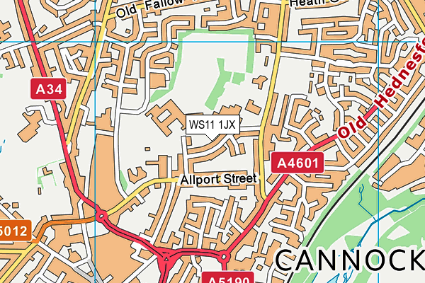 WS11 1JX map - OS VectorMap District (Ordnance Survey) WS11 1JX map - OS VectorMap District (Ordnance Survey)