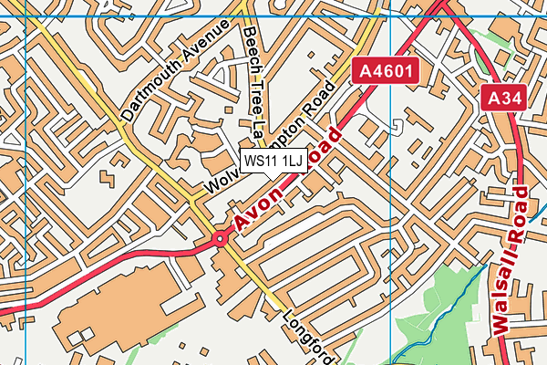 WS11 1LJ map - OS VectorMap District (Ordnance Survey) WS11 1LJ map - OS VectorMap District (Ordnance Survey)