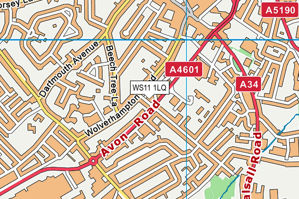 WS11 1LQ map - OS VectorMap District (Ordnance Survey)