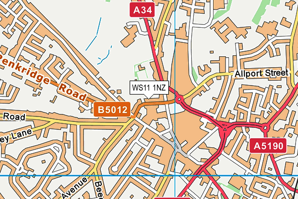 WS11 1NZ map - OS VectorMap District (Ordnance Survey)
