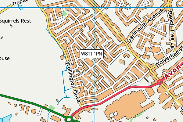 WS11 1PN map - OS VectorMap District (Ordnance Survey) WS11 1PN map - OS VectorMap District (Ordnance Survey)