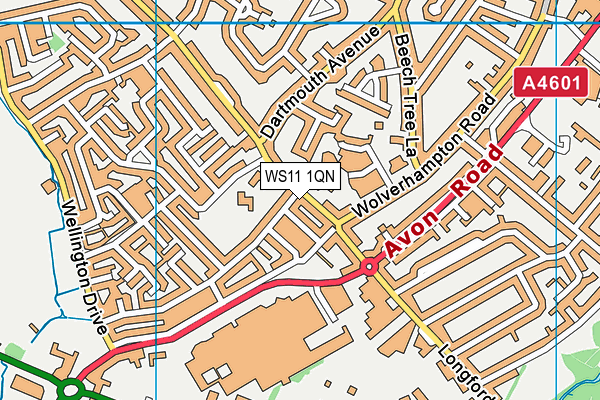 WS11 1QN map - OS VectorMap District (Ordnance Survey) WS11 1QN map - OS VectorMap District (Ordnance Survey)
