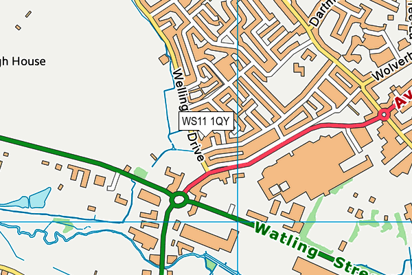 WS11 1QY map - OS VectorMap District (Ordnance Survey) WS11 1QY map - OS VectorMap District (Ordnance Survey)