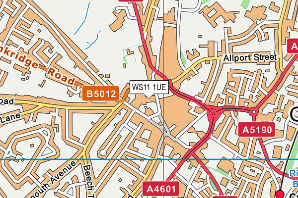 WS11 1UE map - OS VectorMap District (Ordnance Survey) WS11 1UE map - OS VectorMap District (Ordnance Survey)