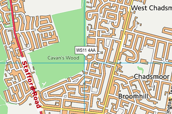 WS11 4AA map - OS VectorMap District (Ordnance Survey) WS11 4AA map - OS VectorMap District (Ordnance Survey)