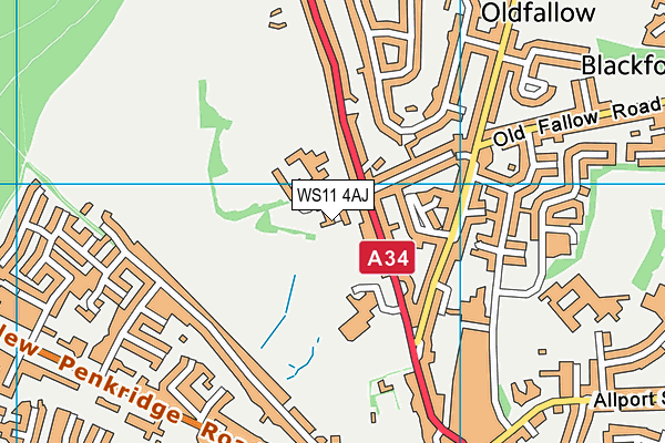 WS11 4AJ map - OS VectorMap District (Ordnance Survey) WS11 4AJ map - OS VectorMap District (Ordnance Survey)