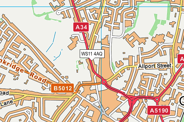 WS11 4AQ map - OS VectorMap District (Ordnance Survey) WS11 4AQ map - OS VectorMap District (Ordnance Survey)
