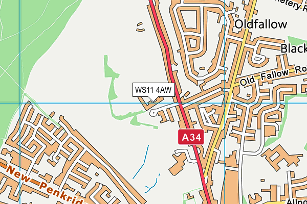 WS11 4AW map - OS VectorMap District (Ordnance Survey) WS11 4AW map - OS VectorMap District (Ordnance Survey)
