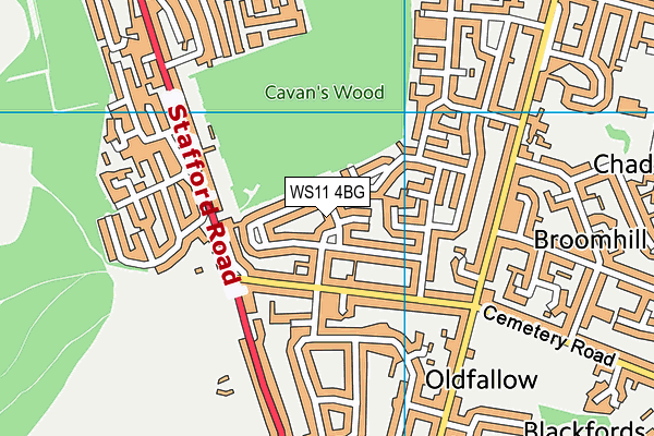 WS11 4BG map - OS VectorMap District (Ordnance Survey) WS11 4BG map - OS VectorMap District (Ordnance Survey)