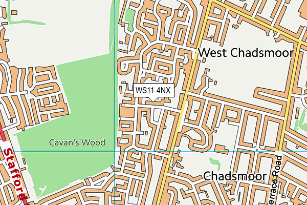 WS11 4NX map - OS VectorMap District (Ordnance Survey) WS11 4NX map - OS VectorMap District (Ordnance Survey)