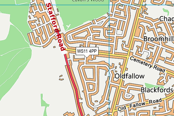 WS11 4PP map - OS VectorMap District (Ordnance Survey) WS11 4PP map - OS VectorMap District (Ordnance Survey)