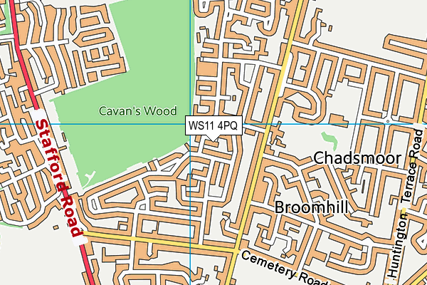 WS11 4PQ map - OS VectorMap District (Ordnance Survey) WS11 4PQ map - OS VectorMap District (Ordnance Survey)