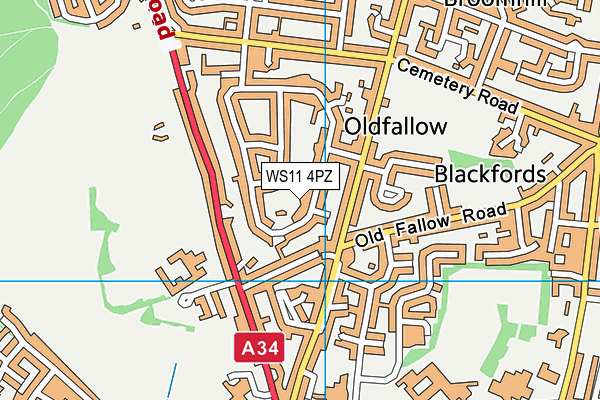 WS11 4PZ map - OS VectorMap District (Ordnance Survey) WS11 4PZ map - OS VectorMap District (Ordnance Survey)