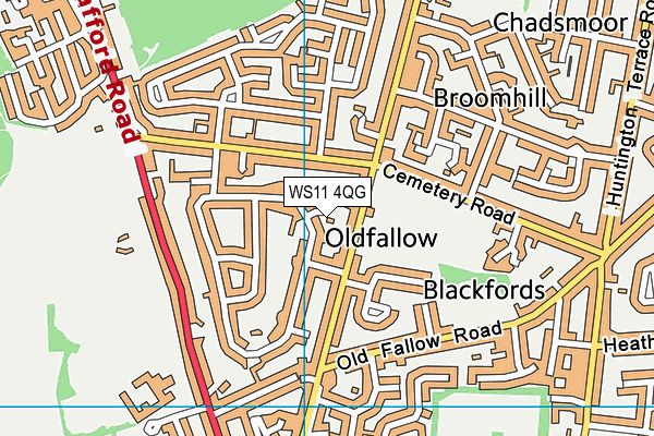 WS11 4QG map - OS VectorMap District (Ordnance Survey) WS11 4QG map - OS VectorMap District (Ordnance Survey)