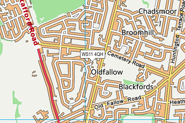 WS11 4QH map - OS VectorMap District (Ordnance Survey) WS11 4QH map - OS VectorMap District (Ordnance Survey)