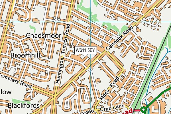 WS11 5EY map - OS VectorMap District (Ordnance Survey)