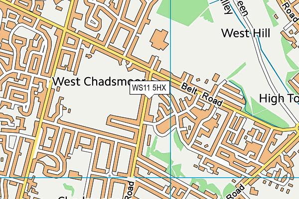 WS11 5HX map - OS VectorMap District (Ordnance Survey) WS11 5HX map - OS VectorMap District (Ordnance Survey)