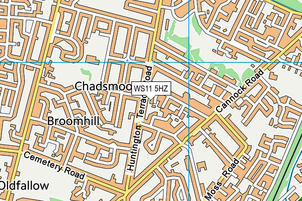WS11 5HZ map - OS VectorMap District (Ordnance Survey)