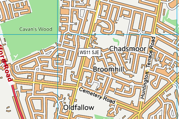 WS11 5JE map - OS VectorMap District (Ordnance Survey)