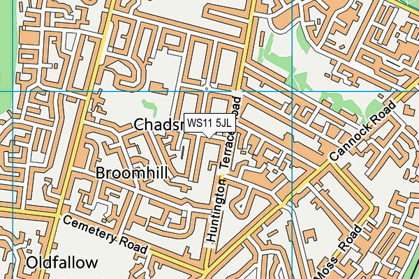 WS11 5JL map - OS VectorMap District (Ordnance Survey) WS11 5JL map - OS VectorMap District (Ordnance Survey)
