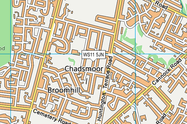 WS11 5JN map - OS VectorMap District (Ordnance Survey) WS11 5JN map - OS VectorMap District (Ordnance Survey)