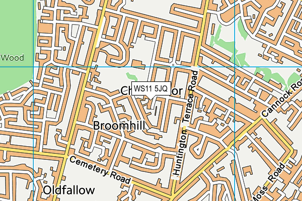 WS11 5JQ map - OS VectorMap District (Ordnance Survey) WS11 5JQ map - OS VectorMap District (Ordnance Survey)