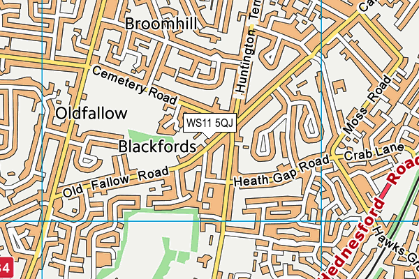 WS11 5QJ map - OS VectorMap District (Ordnance Survey) WS11 5QJ map - OS VectorMap District (Ordnance Survey)