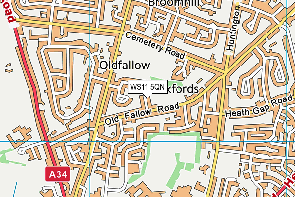 WS11 5QN map - OS VectorMap District (Ordnance Survey) WS11 5QN map - OS VectorMap District (Ordnance Survey)