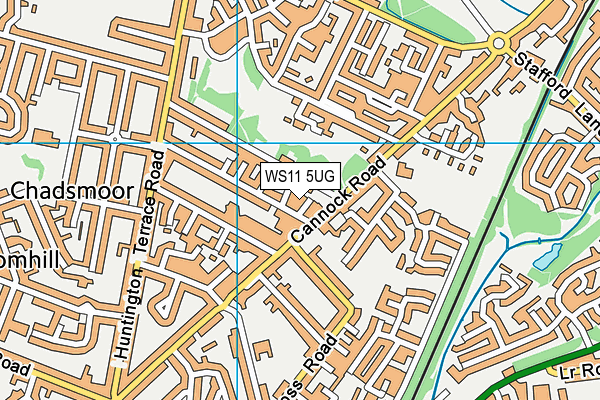 WS11 5UG map - OS VectorMap District (Ordnance Survey) WS11 5UG map - OS VectorMap District (Ordnance Survey)