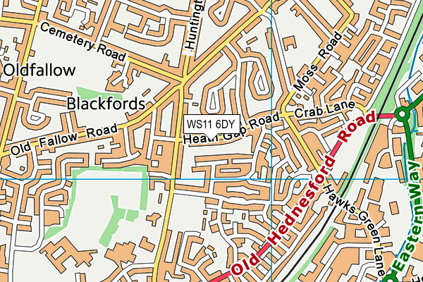 WS11 6DY map - OS VectorMap District (Ordnance Survey) WS11 6DY map - OS VectorMap District (Ordnance Survey)