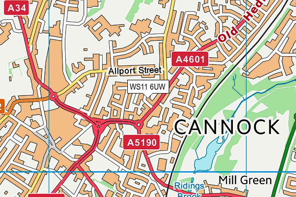 WS11 6UW map - OS VectorMap District (Ordnance Survey) WS11 6UW map - OS VectorMap District (Ordnance Survey)