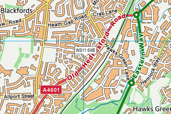 WS11 6XB map - OS VectorMap District (Ordnance Survey) WS11 6XB map - OS VectorMap District (Ordnance Survey)