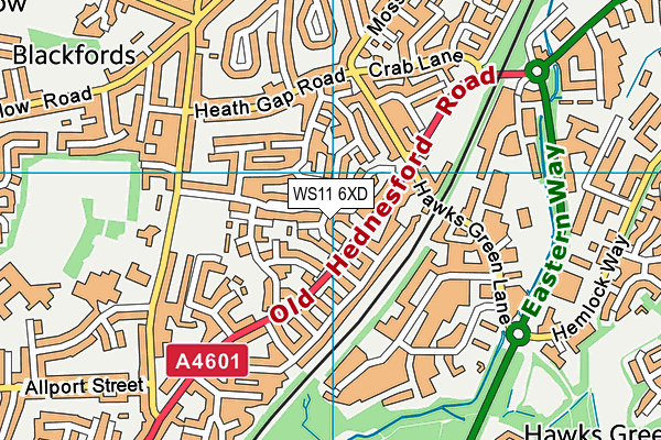 WS11 6XD map - OS VectorMap District (Ordnance Survey) WS11 6XD map - OS VectorMap District (Ordnance Survey)