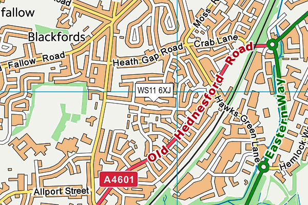 WS11 6XJ map - OS VectorMap District (Ordnance Survey) WS11 6XJ map - OS VectorMap District (Ordnance Survey)