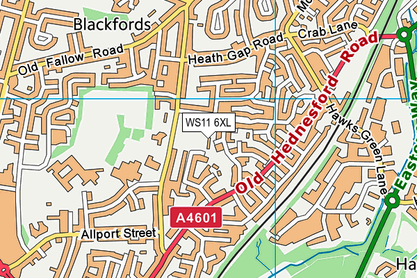 WS11 6XL map - OS VectorMap District (Ordnance Survey) WS11 6XL map - OS VectorMap District (Ordnance Survey)