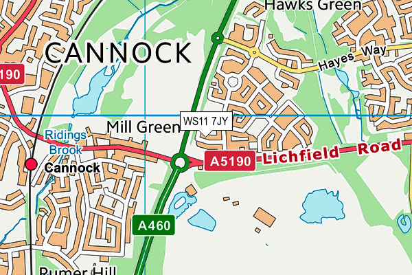 WS11 7JY map - OS VectorMap District (Ordnance Survey)
