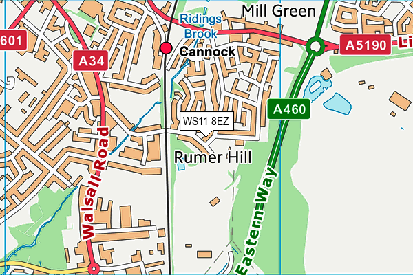WS11 8EZ map - OS VectorMap District (Ordnance Survey)