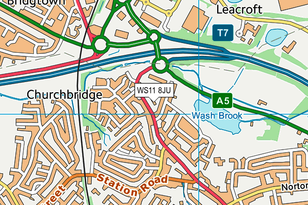 WS11 8JU map - OS VectorMap District (Ordnance Survey)