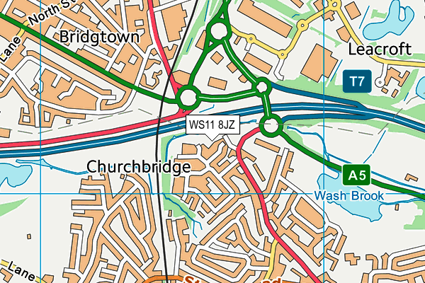 WS11 8JZ map - OS VectorMap District (Ordnance Survey)