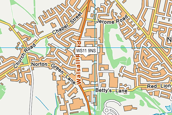WS11 9NS map - OS VectorMap District (Ordnance Survey) WS11 9NS map - OS VectorMap District (Ordnance Survey)